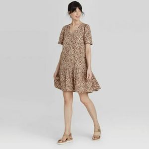 A New Day Animal Print Ruffle Hem Midi Dress - Size XS